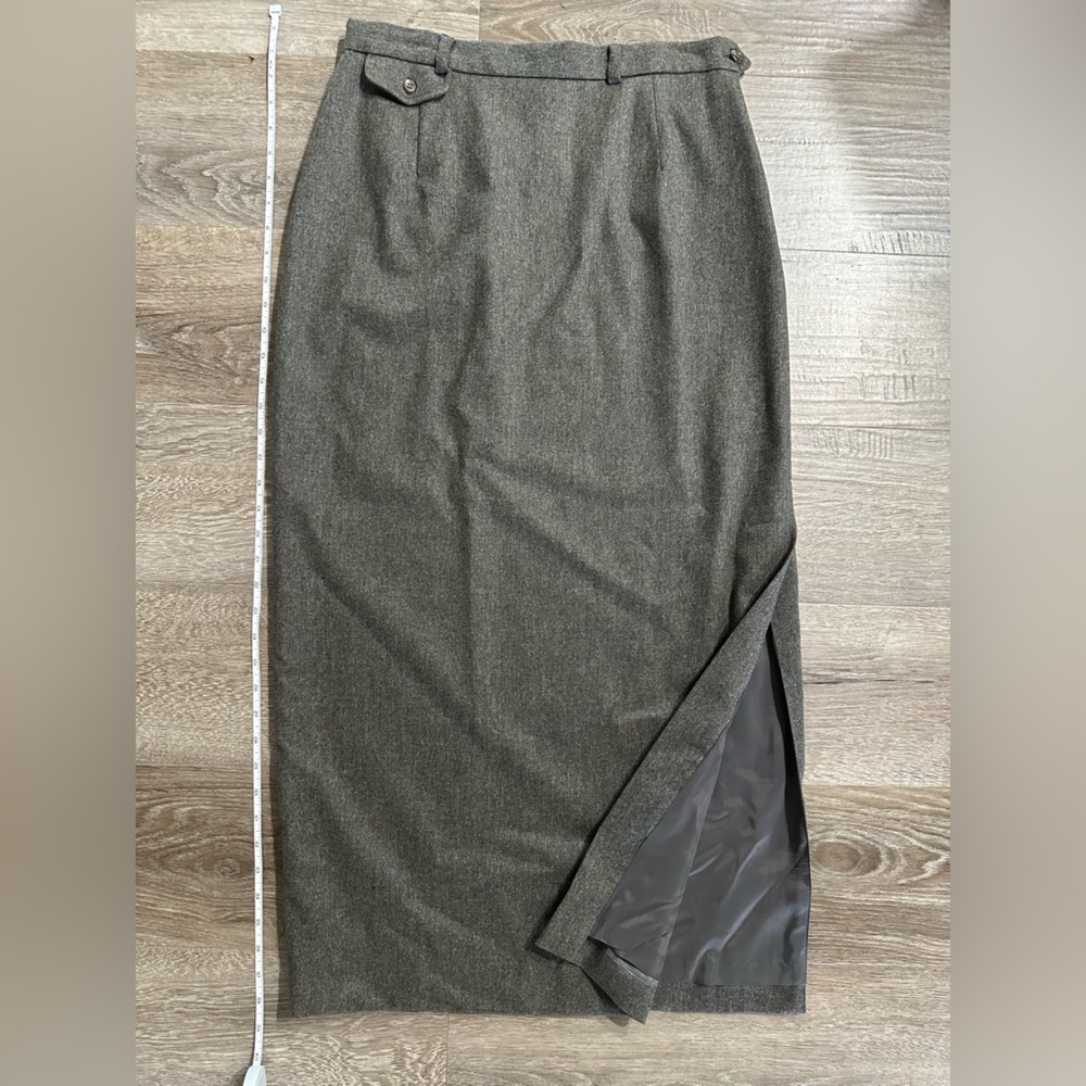 VINTAGE RALPH LAUREN WOOL CASHMERE LONG SKIRT GRAY SIZE 12